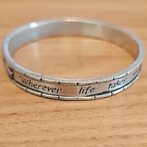 J. Carter Inspirational Pewter Bangle Bracelet "Wherever life takes you, ....